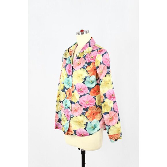 SIMONS x LIBERTY Poppy Wonder Floral Cotton Voile Button Down Blouse, Size XS - Picture 4 of 14